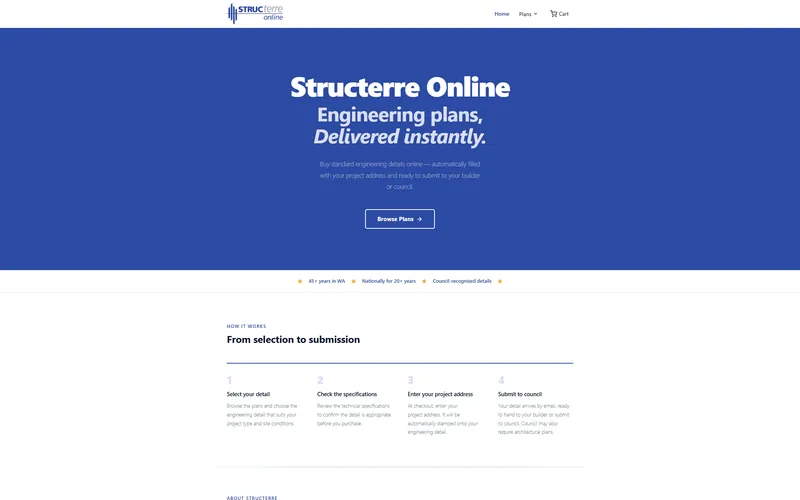 Structerre Online hero section